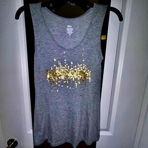 Mossimo Heather Gray Tank Top with gold sequin embellishments.